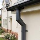 76mm Diameter Flush Joint Aluminium Downpipe Bends — RAL 7016 / 112.5 Deg (in use)