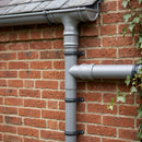 Traditional Aluminium Downpipe Branch 76mm Diameter — RAL 7037 / 92.5 Degrees (in use)