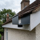 Aluminium Box Gutter Outlet 63mm Diameter 135 x 100mm — RAL 7016 (in use)