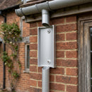 63mm Aluminium Downpipe Access Plate — RAL 9006 (in use)