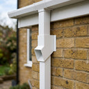 72x72mm Flush Joint Aluminium Downpipe Shoe — RAL 9016 (in use)