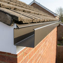 Aluminium Box Gutter Sample — 150mm Profile — RAL 7022 (in use)