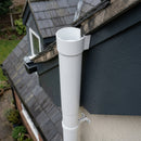 76mm Aluminium Gutter Outlet Spigot Extender — RAL 9016 (in use)