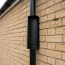 63mm Aluminium Downpipe Access Plate — RAL 9005 (in use)