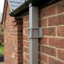 Aluminium Downpipe Clip 72×72mm Flush Joint — RAL 7036 (in use)