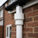 76mm Ø Outlet to Downpipe Length Connector — RAL 9016 (in use)