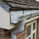 Moulded Ogee Gutter Outlet 76mm Diameter 125 x 100mm — RAL 7035 (in use)