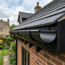 Half Round Gutter Sample – Aluminium — Textured Black (in use)