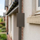 Aluminium Downpipe Access Plate 72x72mm — RAL 7022 (in use)