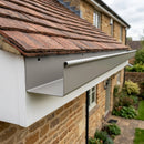 Aluminium Box Gutter Sample — 150mm Profile — RAL 7036 (in use)