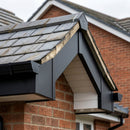 V Return Aluminium Fascia Board Gable Box Ends — Textured Black (in use)
