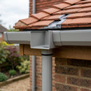 Aluminium Box Gutter Outlet 76mm Dia – 135 x 100mm — RAL 7036 (in use)