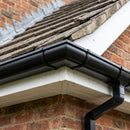 90° Aluminium Gutter Angle 130mm - Marine Grade — RAL 9005 (in use)