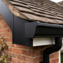 Aluminium Box Gutter Stop End 135 x 100mm — Textured Black (in use)