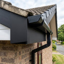 L Return Aluminium Fascia Board 30mm – 3m — Textured Black (in use)