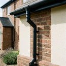 Traditional Adjustable Swanneck 63mm Diameter Aluminium Downpipe — Textured Black (in use)