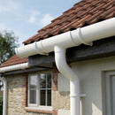 Half Round Aluminium Gutter Outlet 63mm Dia. 125mm — RAL 9016 (in use)
