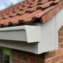 Aluminium Box Gutter Stop End 135 x 100mm — RAL 7035 (in use)
