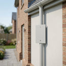 Aluminium Downpipe Access Plate 72x72mm — RAL 7035 (in use)