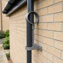 Adjustable Aluminium Pipe Clip 76mm Diameter — RAL 7037 (in use)