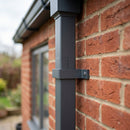 Aluminium Downpipe Clip 72×72mm Flush Joint — RAL 7016 (in use)