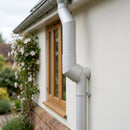 76mm Diameter Flush Joint Aluminium Downpipe Bends — RAL 7035 / 92.5 Deg (in use)