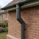 76mm Diameter Flush Joint Aluminium Downpipe Bends — RAL 7022 / 112.5 Deg (in use)
