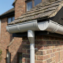 DeepFlow Aluminium Gutter Outlet 76mm Diameter 130mm — RAL 7035 (in use)