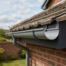 Half Round Gutter Sample – Aluminium — RAL 7037 (in use)
