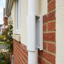 63mm Aluminium Downpipe Access Plate — RAL 9010 (in use)
