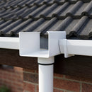 Aluminium Box Gutter Outlet 76mm Dia – 135 x 100mm — RAL 9016 (in use)