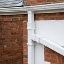 72x72mm Traditional Square Aluminium Downpipe Branches — RAL 9016 / 92.5 Degrees (in use)