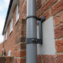 Adjustable Aluminium Pipe Clip 76mm Diameter — RAL 7021 (in use)