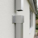 Aluminium Downpipe Clip 72×72mm Flush Joint — RAL 9006 (in use)
