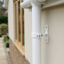 Adjustable Aluminium Pipe Clip 63mm Diameter — RAL 9016 (in use)