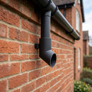 63mm Diameter Flush Joint Aluminium Downpipe Shoe — Textured Black (in use)