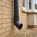 76mm Diameter Flush Joint Aluminium Downpipe Shoe — RAL 7021 (in use)