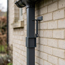 Adjustable Aluminium Pipe Clip 72×72mm – Flush Joint Downpipe — RAL 7016 (in use)