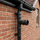 Traditional Aluminium Downpipe Branch 76mm Diameter — Textured Black / 92.5 Degrees (in use)