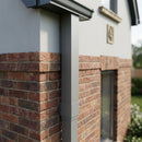Aluminium Flush Joint Downpipe Sample — RAL 7037 / 72x72mm (in use)