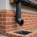 76mm Diameter Flush Joint Aluminium Downpipe Shoe — Textured Black (in use)