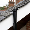 76mm Aluminium Gutter Outlet Spigot Extender — RAL 9005 (in use)