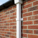 Aluminium Downpipe Clip 72×72mm with 5mm Wall Spacing — RAL 9016 (in use)