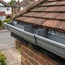 Aluminium Box Gutter Jointer 135 x 100mm — RAL 7037 (in use)