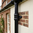 Traditional Downpipe Spare Socket 63mm Dia with Eared Fixings — RAL 9005 (in use)