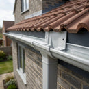 Moulded Ogee Gutter Outlet 72×72mm – 125×100mm Connection — RAL 7035 (in use)