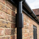 76mm Diameter Aluminium Downpipe Access Plate — RAL 9005 (in use)