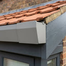Aluminium Box Gutter Stop End 135 x 100mm — RAL 7036 (in use)