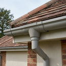 Moulded Ogee Gutter Outlet 76mm Diameter 125 x 100mm — RAL 7036 (in use)