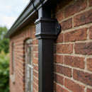 Traditional Aluminium Downpipe Sample — Textured Black / 72x72mm (in use)